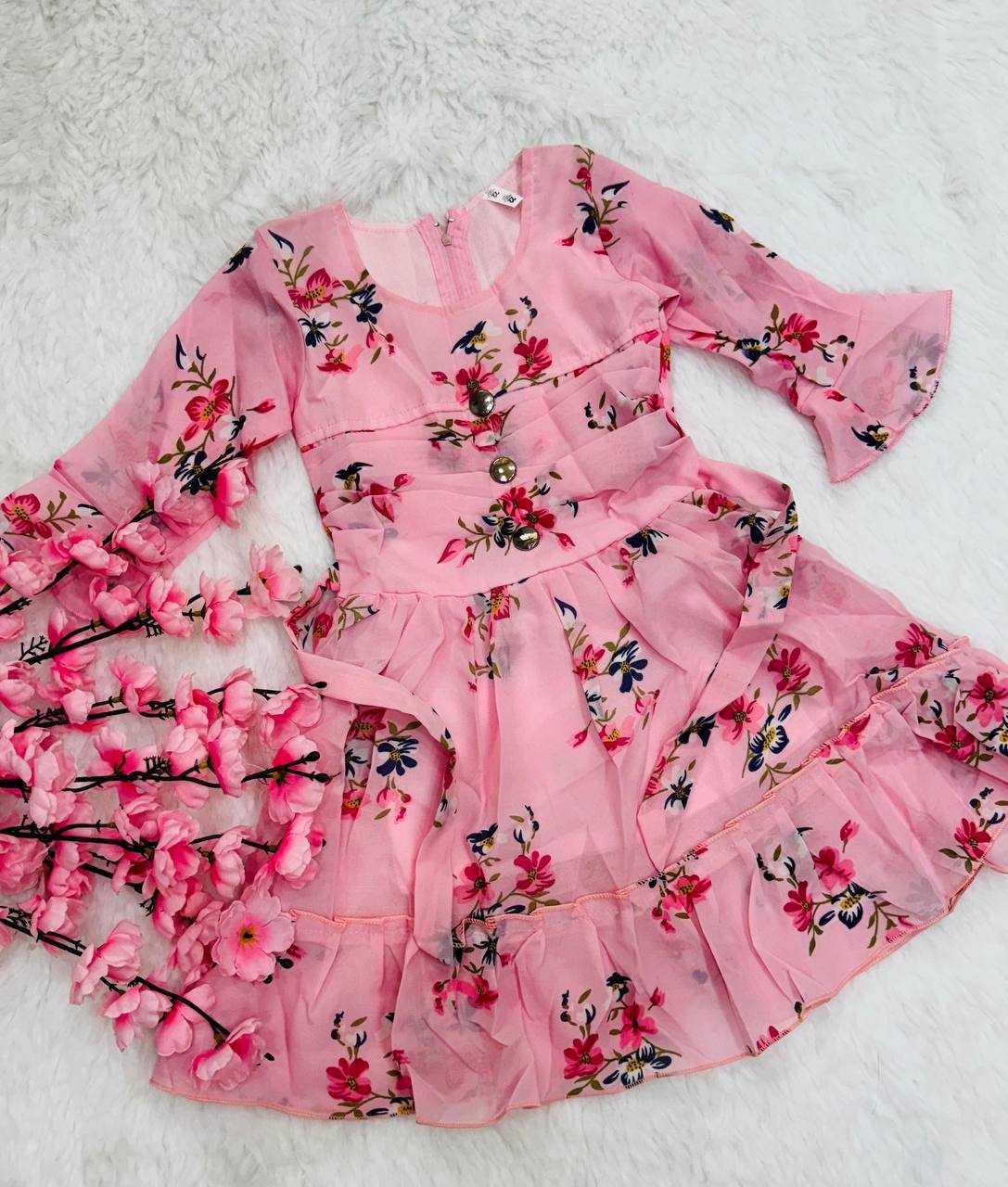 YNF GEORGETTE REF 26 KIDS WEAR WHOLESALE KIDS FROCKS MANUFACTURER              